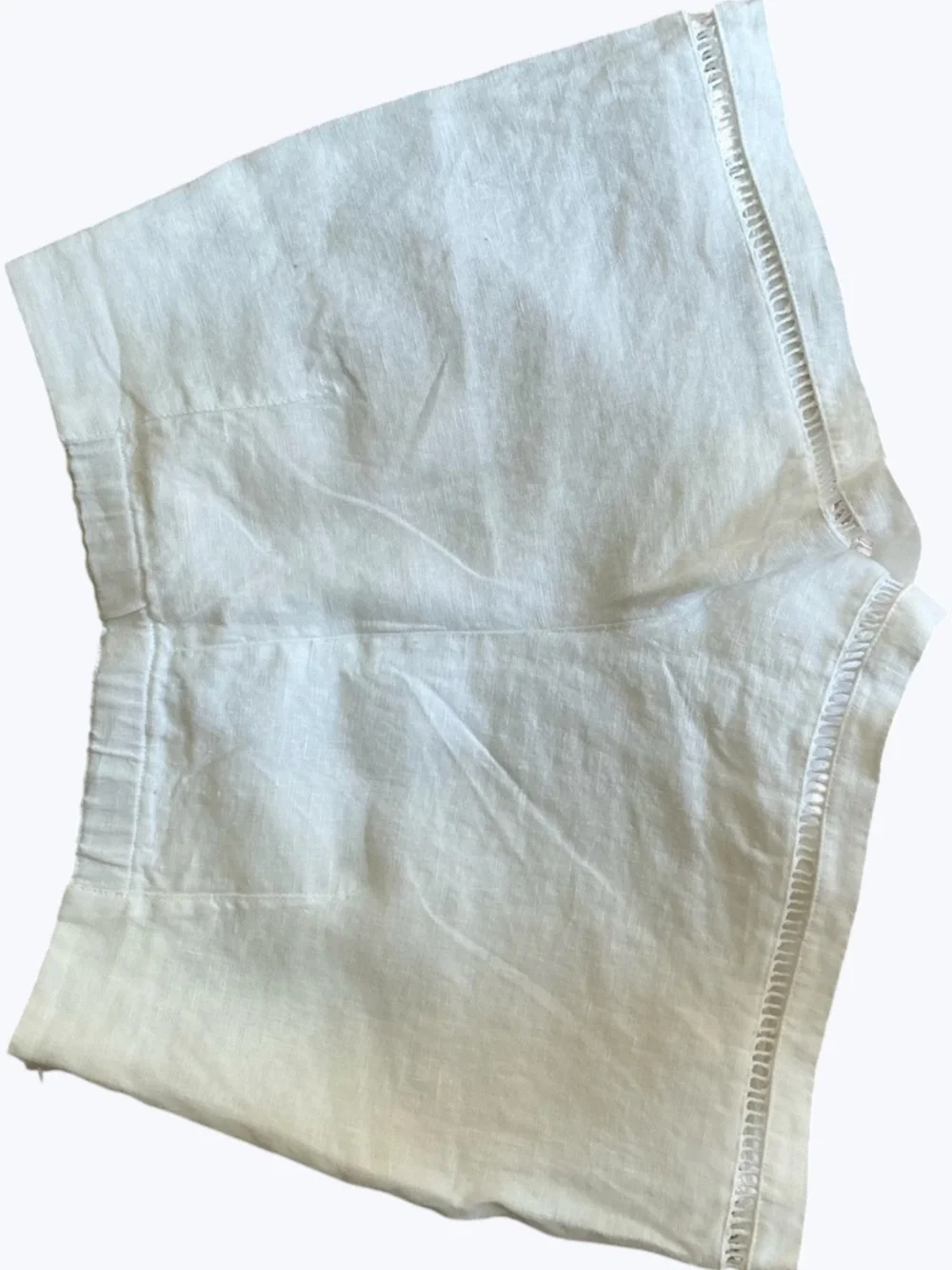 Banana Republic Hi Rise Ladder Stitch Lace Trim 3” White Linen Shorts NWT SZ 4